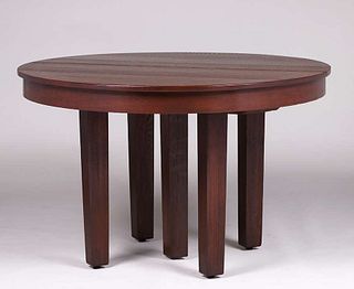 L&JG Stickley Five-Leg Dining Table c1910