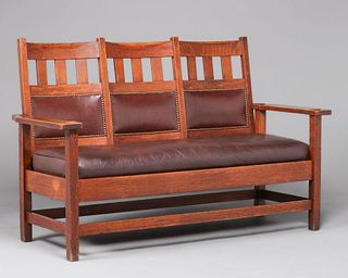 Stickley Brothers Three-Section Bench Settle c1905
