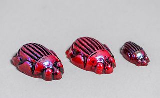 Tiffany Studios Miniature Favrile Glass Scarabs c1910