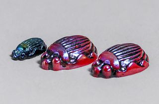 Tiffany Studios Miniature Favrile Glass Scarabs c1910