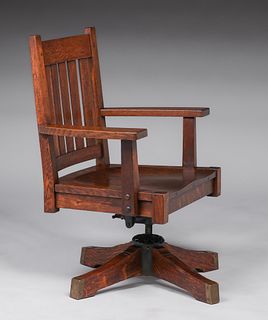 Stickley Brothers Oak Swivel Chair c1910