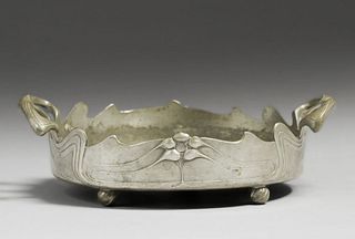 Orivit German Art Nouveau Pewter Two-handled Bowl c1905