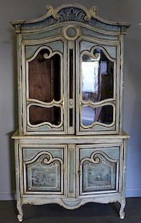 Antique Finely Painted French Provincial Cabinet.