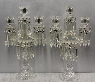 Pair Of Quality Antique Cut Glass Candlebra