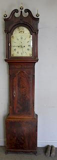 Unsigned Mahogany Tallcase Clock with Painted Face