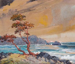 Charles Lawford Santa Barbara, CA Coastal Watercolor c1920s