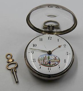 JEWELRY. Antique English Silver Pocket Watch with