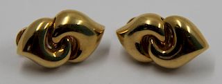 JEWELRY. Pair of Bvlgari 18kt Gold Earrings.