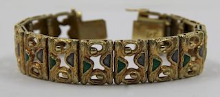 JEWELRY. German 14ct Gold Bracelet with Enamel