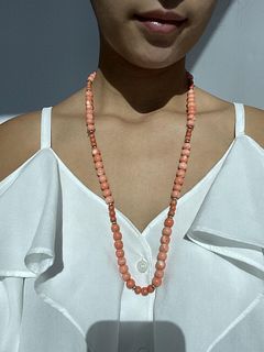 Coral Bead 18k Necklace