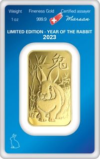 (5) 2023 Gold Argor-Heraeus Year Of The Rabbit 1 oz Bar