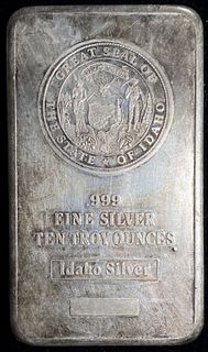 .999 Fine Silver 10 ozt Great Seal Of Idaho