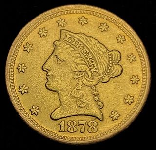 Last Min! 1878-S $2.50 Gold Liberty Head AU55/58