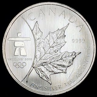 2008 Olympic .9999 Silver Maple Leaf 1 ozt