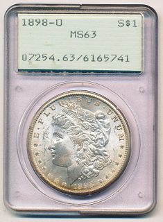 1898-O Morgan Silver Dollar OGH PCGS MS63