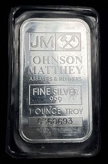 Johnson Matthey 1 ozt .999 Silver Proof Bar