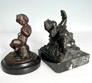 Two Small Bronze of a Bacchic Cherubs, 19thc.