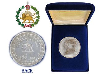 1971 Pahlavi Imperia ' 200 Riyal ' Silver Coin, 2500 Years Of Imperia