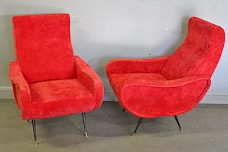 Pair of Modern Marco Zanuso Style Lounge Chairs.
