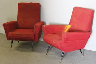 Pair of Vintage Italian Modern Lounge Chairs.