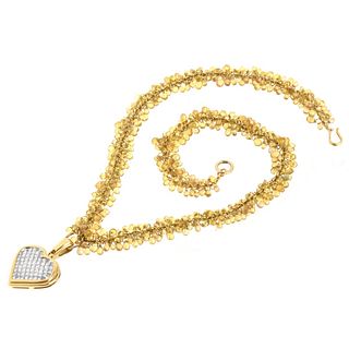 Sapphire, Diamond and 18K Pendant Necklace