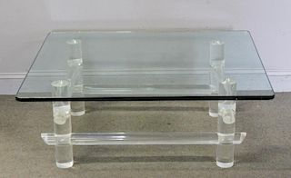 Les Prismatiques Lucite and Glass Top Coffee Table