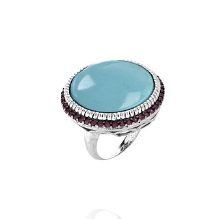 Turquoise, Ruby and Silver Ring