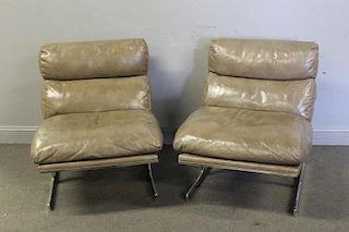 Pair of Kipp Stewart Leather Lounge Chairs.