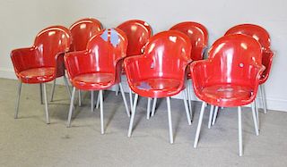 Vintage Set of 8 Molded Arm Chairs.