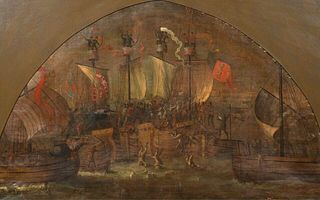 THE BATTLE OF SLUYS (1340) OIL PAINTING