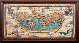 WORLD MAP OF 1545 OIL PAINTING