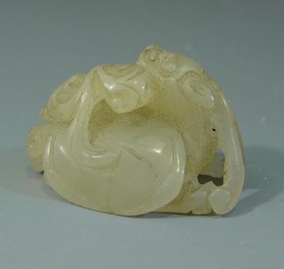 ANTIQUE CHINESE CARVED HETIAN JADE FIGURE QING DYNASTY