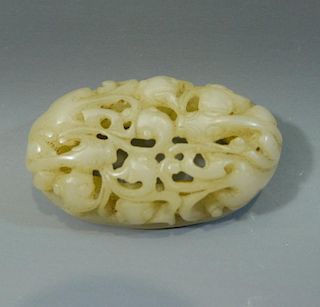 ANTIQUE CHINESE CARVED HETIAN JADE COVER QING DYNASTY