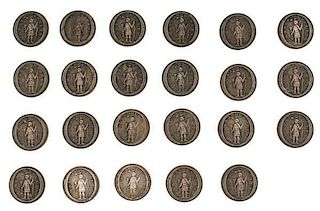 Massachusetts Militia, Group of 23 Silver Plate Buttons, Ca 1800-1830 