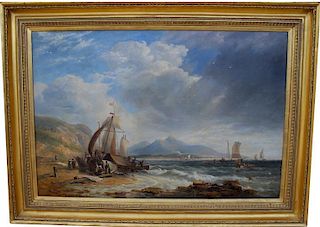 Large John Carmichael (1800-1868) "Fishermen"O/C