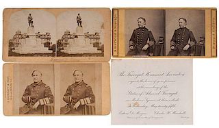 Stereoview Portraits of Farragut by Gurney and Anthony, Plus Stereoview of Farragut Square Monument and Invitation to Its Unveiling 