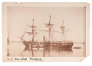 Albumen Photograph of the USS Hartford after the Shelling of Baton Rouge 