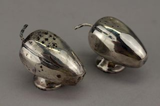 Mexican Sterling Silver Shakers, Apple Form