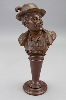 Antique Bronze Bust of a Musketeer