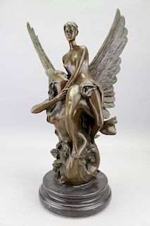 Signed Antique Allegorical Bronze Sculpture