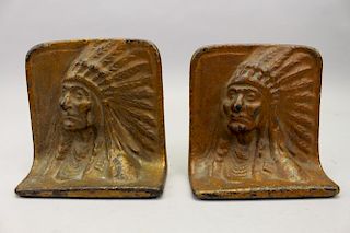 Antique Native American Bronze Bookends