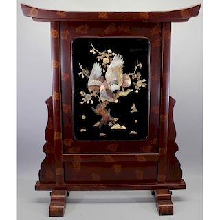 Finely Carved Meiji Period Japanese Fire Screen