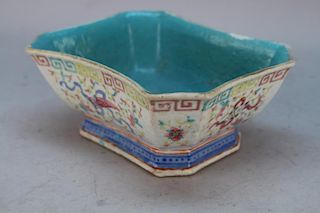 19th C. Chinese Famille Rose Octagonal Bowl