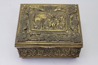 Antique Gilt Metal Figural Box