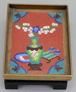 Antique Chinese Cloisonne Plaque on Stand