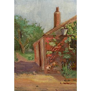 Signed 20th C. O/B Impressionist Cottage Scene