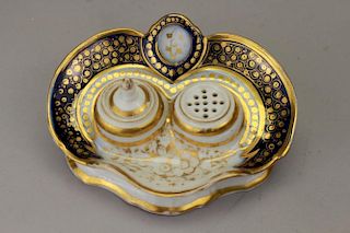 Antique French Porcelain Inkwell (as is)