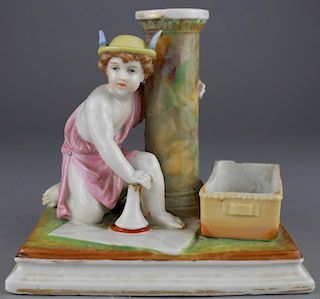 Antique Porcelain Figure w/column