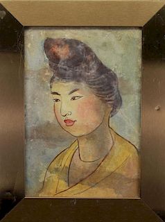 20th C. Watercolor of Chinese Maiden