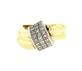 18K Gold Diamond Crossover Ring
